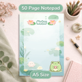 Cozy Frog Notepad, A5 Kawaii Stationery, 50 Page Writing Pad, Aesthetic Desk Accessories, Cozy Office Supplies, Gift for Her
