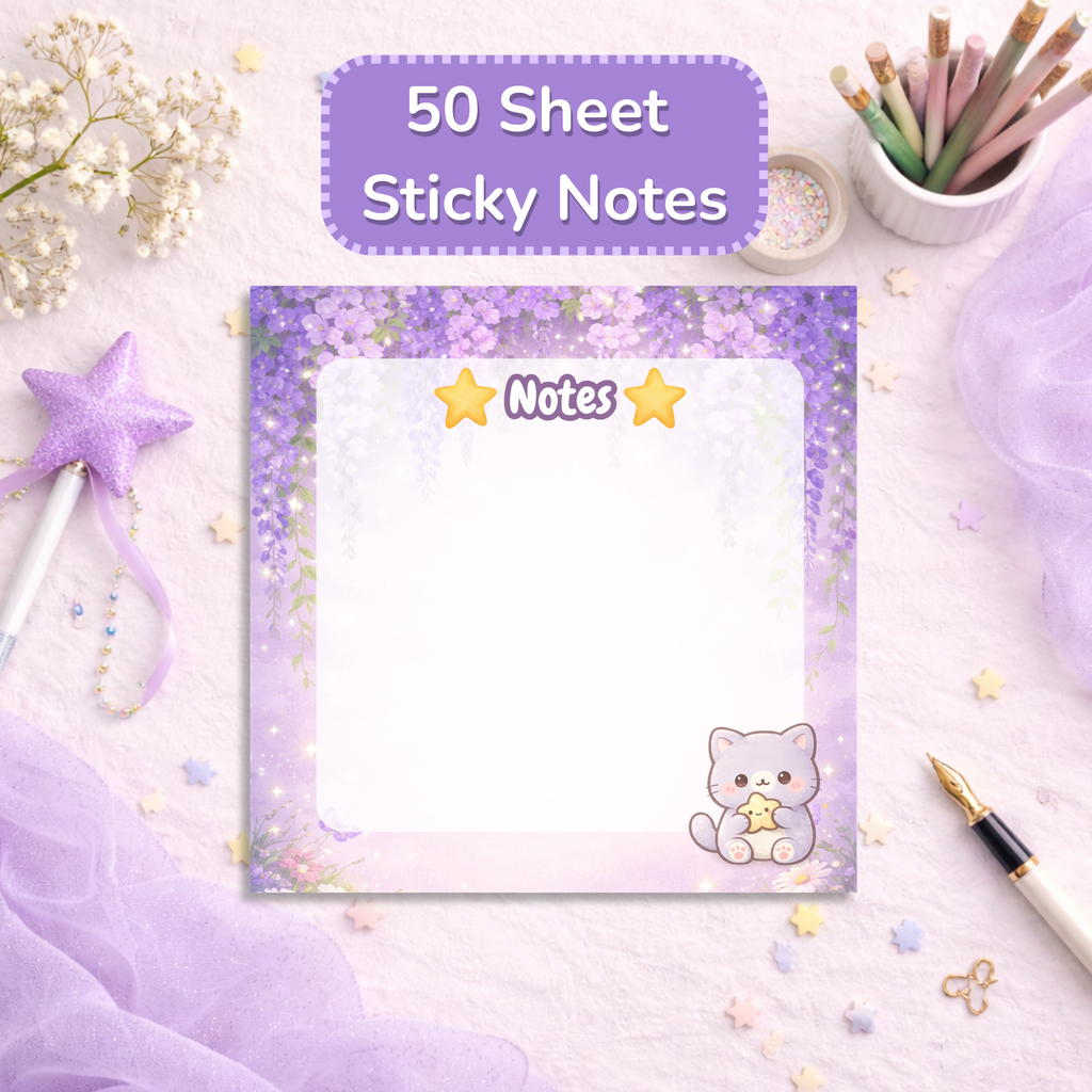 Cozy Cat Sticky Notes | Kawaii Memo Pad | Aesthetic Planner Notes | Desk Accessories for Cat Lovers