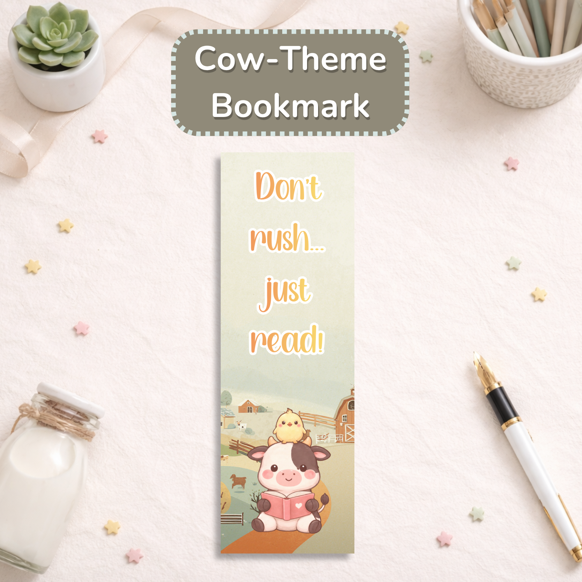 Cute Cow Bookmark | Kawaii Animal Bookmark | Aesthetic Reading Accessory | Farm Animal Gift | Planner Bookmark