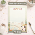 Cute Cow Notepad, A5 Kawaii Stationery, 50 Page Writing Pad, Aesthetic Desk Accessories, Farm Animal Office Supplies, Gift for Her