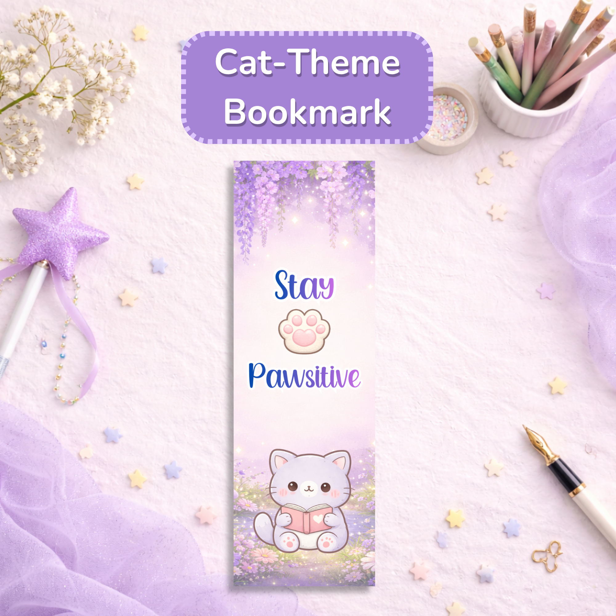 Cute Cat Bookmark | Kawaii Animal Bookmark | Aesthetic Reading Accessory | Cat Lover Gift | Planner Bookmark