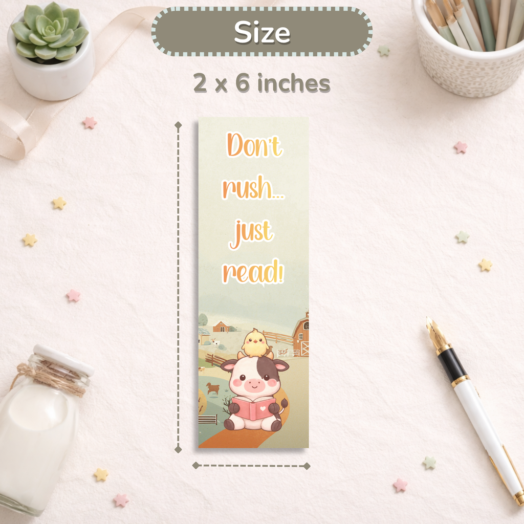 Cozy Cow Bookmark | Kawaii Animal Bookmark | Aesthetic Reading Accessory | Farm Animal Gift | Planner Bookmark