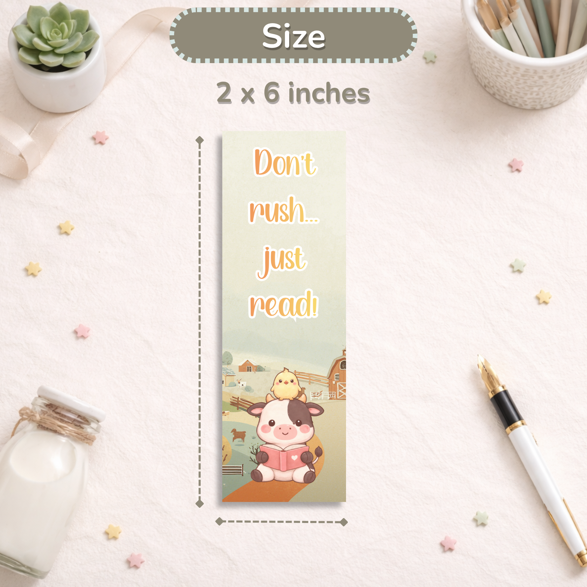 Cute Cow Bookmark | Kawaii Animal Bookmark | Aesthetic Reading Accessory | Farm Animal Gift | Planner Bookmark