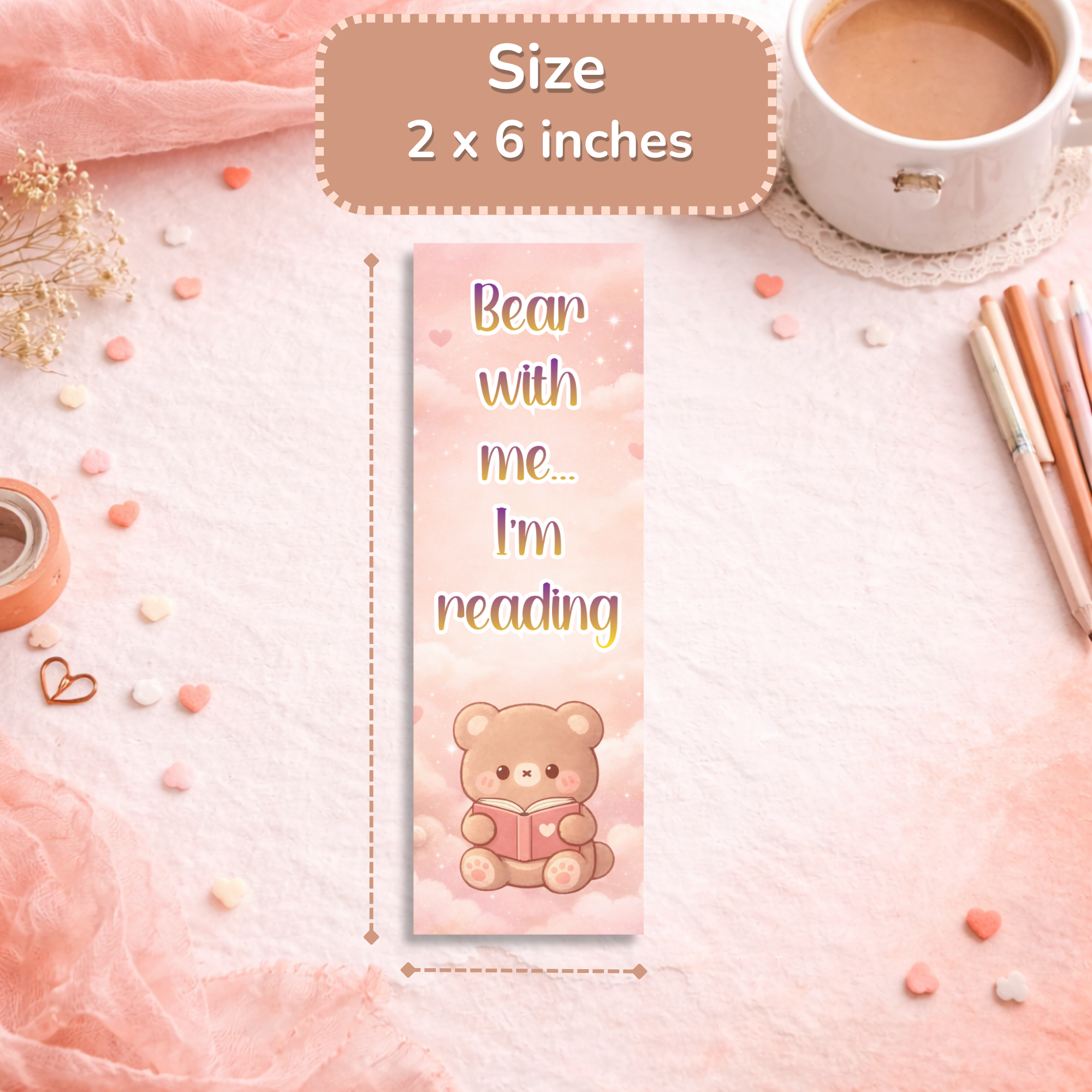 Cute Bear Bookmark | Kawaii Animal Bookmark | Aesthetic Reading Accessory | Cozy Book Lover Gift | Planner Bookmark
