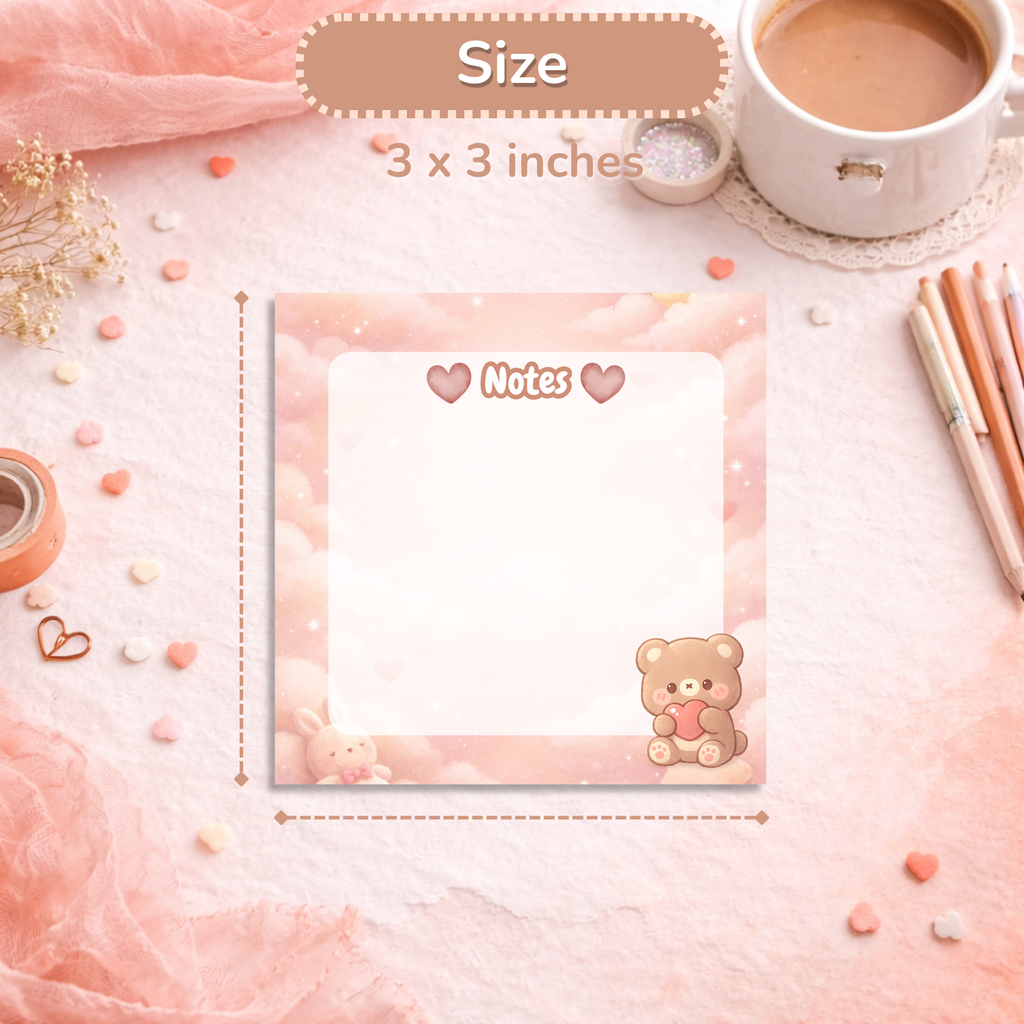 Cozy Bear Sticky Notes | Kawaii Memo Pad | Aesthetic Planner Notes | Cozy Desk Accessories
