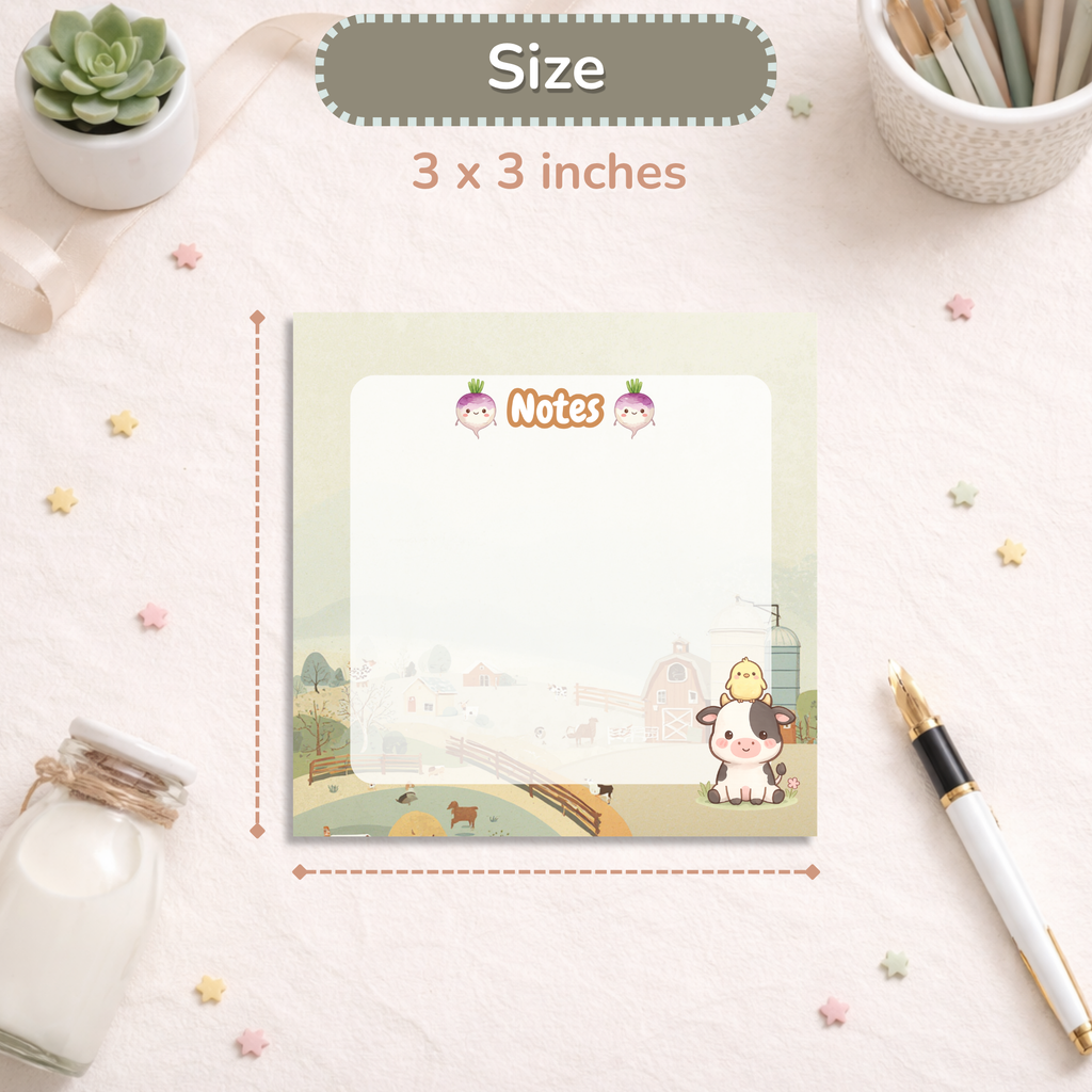 Cozy Cow Sticky Notes | Kawaii Memo Pad | Aesthetic Planner Notes | Farm Animal Desk Accessories